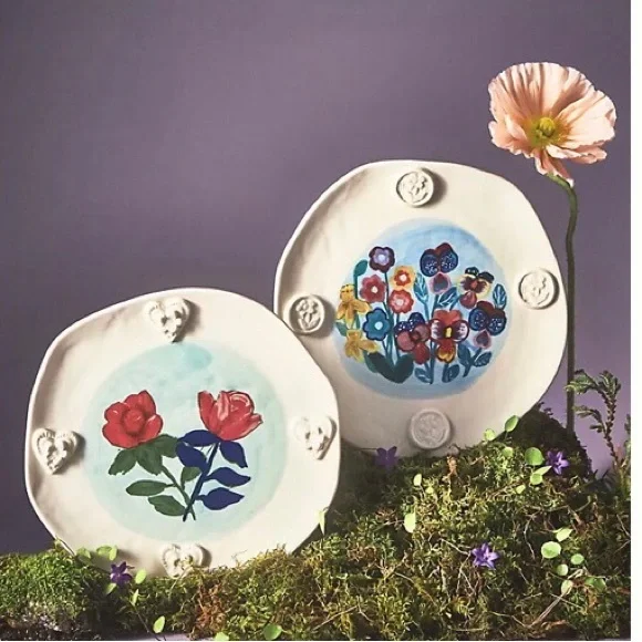 Anthropologie Francesca Kaye Handpainted Glazed Plate New In Box - Picture 3 of 10